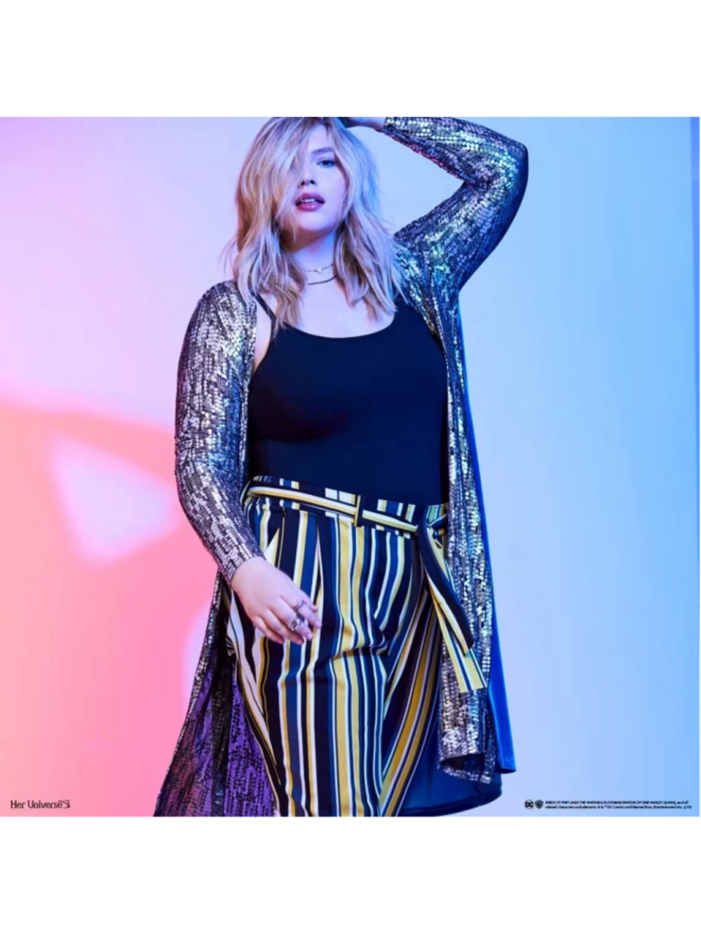 Torrid Her Universe Birds of Prey Sequin Print Blue Velvet Duster Jacket Plus 1X